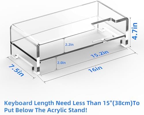 Acrylic Monitor Stand Riser Clear Laptop Stand 2-Tier L16 xW7.5 xH4.7