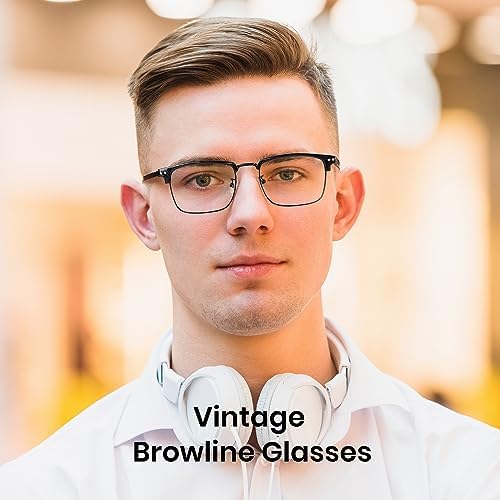 Cyxus Blue Light Glasses for Men, Square Browline Computer Eyewear