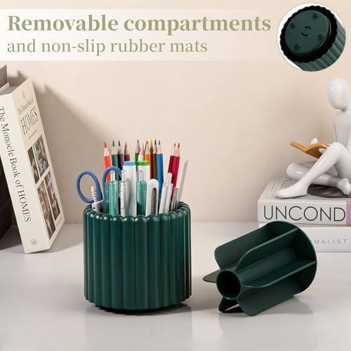 Anyoifax Rotating Pen Holder for Desk Removable Pencil Cup, Small Teal Blue