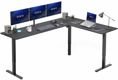VIVO Black 84 x 63 in Corner Standing Desk, DESK-E3CTBB-84