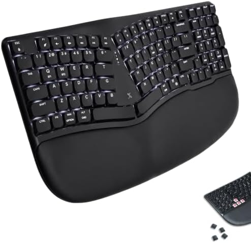 X9 Performance Wireless Mechanical Ergonomic Keyboard - (BT + 2.4G + Wired) - Wireless Mechanical Split Ergonomic Keyboard - Built-in Wrist Cushion, Pink Switch, Backlit, Rechargeable - for PC/Mac