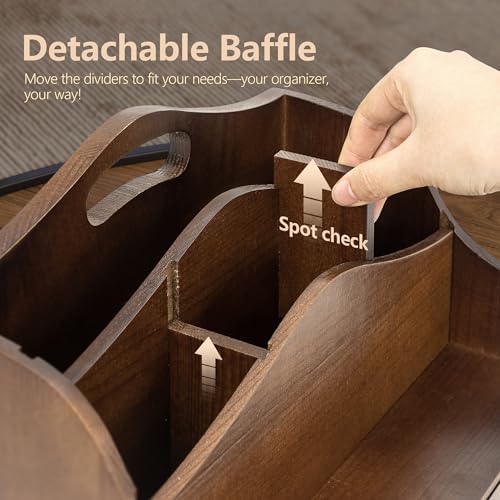 Rebee Vision Mail Organizer for Desk with 4-Slot Letter Home Decor, Brown