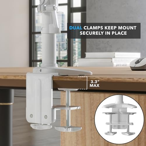 Mount-It! Triple Monitor Stand for Desk, 13-32", White