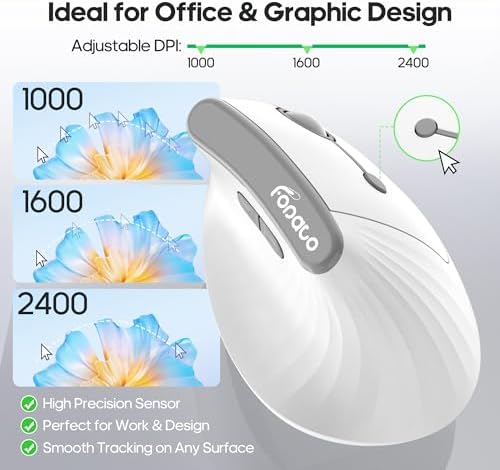 Ergonomic Vertical Mouse, Silent Wireless Bluetooth Mouse
