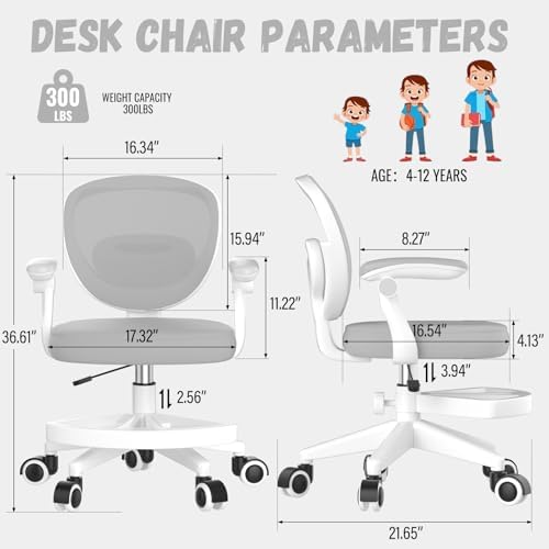 Ergonomic Kids Desk Chair 4-12, Adjust Height Children Study Computer Chair