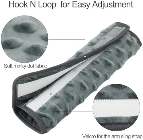 Cushioned Arm Sling Padding for Neck Slim Sling Pad Neck Strap Cushion Comfort Shoulder Support Rotator Cuff Surgery Arm Immobilizer Brace Carry Padded Cover Pillow Wrist Hand Injury, 2Pcs Dark Gray
