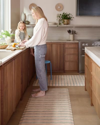 House of Noa Nama Standing Mat – Anti-Fatigue Cushioned Kitchen Mats for Floor | Ergonomic Bounce-Back Foam Kitchen Mats | Anti-Fatigue Mats for Kitchen & Standing | Devon Twine | 22" x 72"
