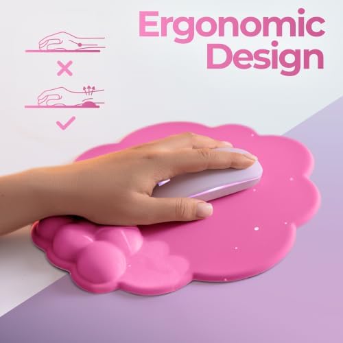 TheTrulyCharter- Cloud Wrist Rest Keyboard, Mouse Pad, Wrist Rest for Computer Keyboard, Cloud Drink Coaster and Simple Mouse Pad. (Pink- hot)