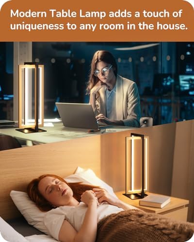 EDISHINE LED Table Lamp Set of 2, Modern Dimmable Nightstand Lamps, Gold