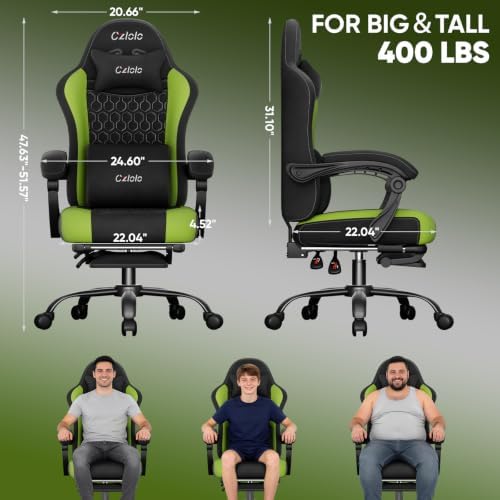 Czlolo Fabric Big and Tall Gaming Chair with Extended Footrest