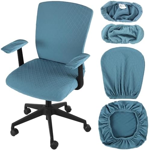 Tallew 4 Pcs Office Chair Covers Stretch Seat Armrest, Azure Blue