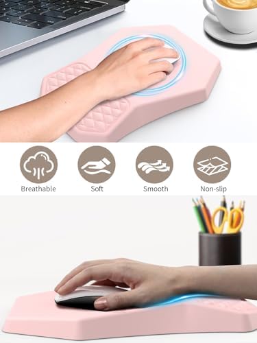 3-in-1 Ergonomic Keyboard Stand with Wrist Rest & Mouse Pad Set, Pink