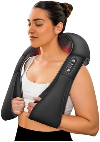 COMFIER Shiatsu Neck and Shoulder Massager with Heat,White Elephant Gifts for Adults,4D Deep Kneading Massage Pillow with Heat, Back Massager, Pillow Massage,Jet Black