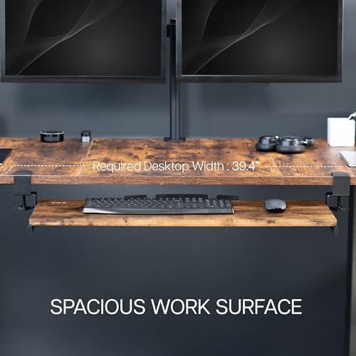 VIVO Vintage Brown Extra Large Clamp-on 34"x11" Keyboard Tray, MOUNT-KB15EN