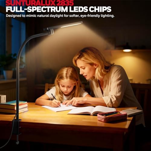 Honeywell HJ2 Clip On LED Desk Lamp with Clamp, Adjustable Reading Light