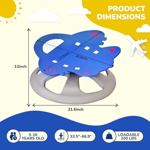 BABAMU Spinning Chair for Autistic Kids, Sensory Swivel Chair, 220LBS Weight Capacity, Autism Sensory Products, Autism Toys, Sensory Toy (Blue, AIEPLANE)