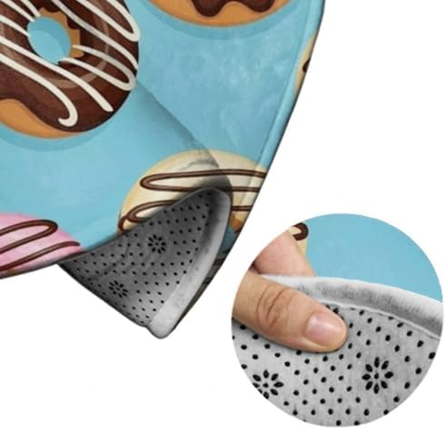 Large Home Decor Mat, Soft Round Yoga Carpet, Non Slip Machine Washable Kitchen Office Circle Rug Delicious Doughnuts, 36inch