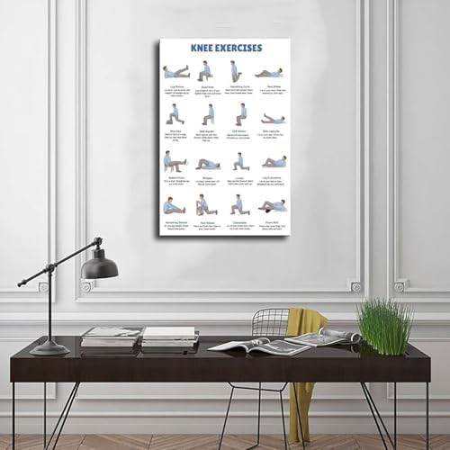 Knee Exercises Chart Exercise Charts Senior Workout Routines Home Workout Plan Knee Friendly Exercises Canvas Poster Bedroom Decor Room Decor Unframe 24x36inch