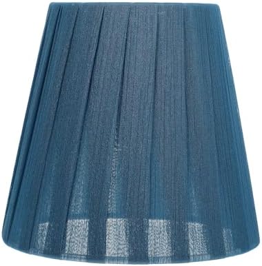 Luxshiny Nordic Contemporary Blue Fabric Lampshade for Wall and Table Lamps Chic Pleated Yarn Strip Design Bubble Clip Fabric Cover Soft Light Filter for Eye Comfort