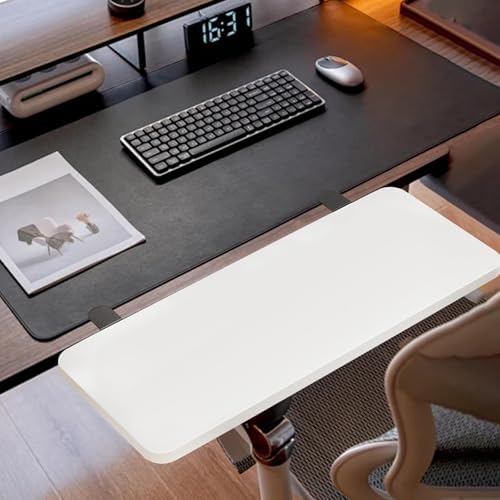 Generic Desk Extender Tray Armrest Keyboard Foldable Clamp on Desk Extension Computer Table Organizer Shelf Wrist Support Wood and Metal Suitable for, White