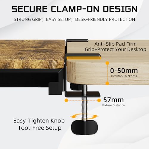 ETHU Desk Extender Tray with Storage Drawer, 25.6x11.4, Walnut