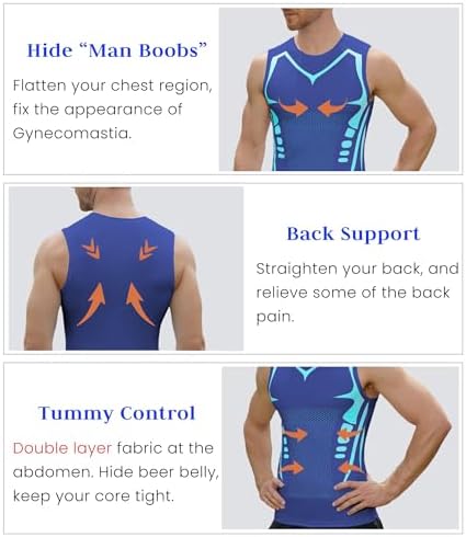 Compression Shirt Men Slimming Body Shaper Vest Crewneck Workout Tank Top