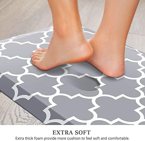 WISELIFE Kitchen Runner Rugs Anti-Fatigue mats, 17.3" x 39", 4/5 Inch, Grey