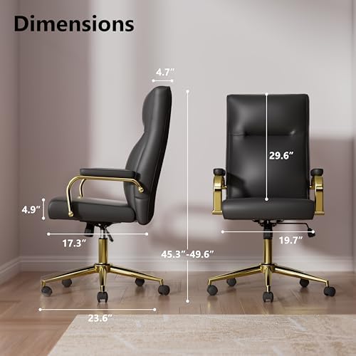 GXJ Black and Gold Office Chair with Memory Foam Seat, Computer Desk Chair