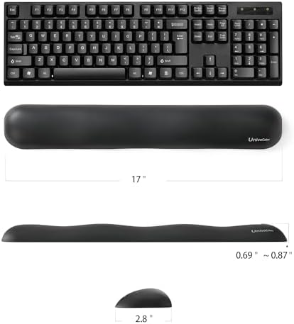UnivoColors Design-Wave Keyboard Wrist Rest, Artificial Sheepskin+Memory Foam+Ergonomic+Anti-Slip Gel, Resilience Support During Work and Gaming,Keyboard Accessory,Navy