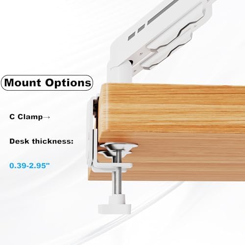 THEARK Dual Monitor Stand for Desk - Dual Monitor Mount for 17-32 Inch Screens,Height Adjustable Dual Monitor Arm Desk Mount with Clamp and Grommet Base,75x75/100x100mm VESA Mount,Max 19.8 lbs,White