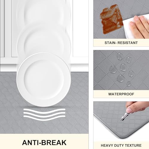 HEBE Anti Fatigue Kitchen Rugs Set of 3, Cushioned Kitchen Mats for Floor
