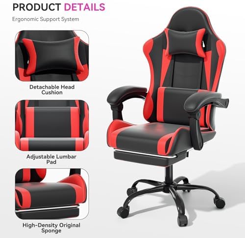 Gaming Chair, Racing Style Computer Gamer Chair, Red