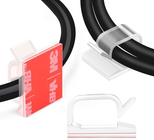 XHF 120PCS 5/8” Clear Adhesive Cable Wire Wall Light Clips, Cord Holder