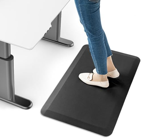 Anti Fatigue Mat for Standing Desk Office, Cushioned Floor Mat Non Slip Waterproof, Garage Mat for Kitchen/Office/Laundry Room/Workstation(Black,44x70cm (17 3/8 x 27 1/2"))
