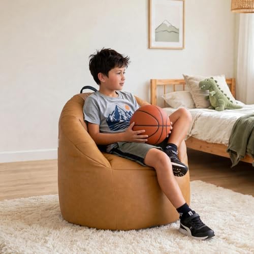 Big Joe Milano Lightweight Kids Bean Bag Chair, Brownbutter Honey