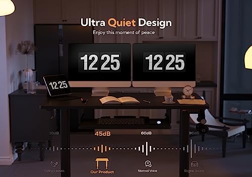 Claiks Adjustable Standing Desk with Keyboard Tray 48 x 24 Inches Black