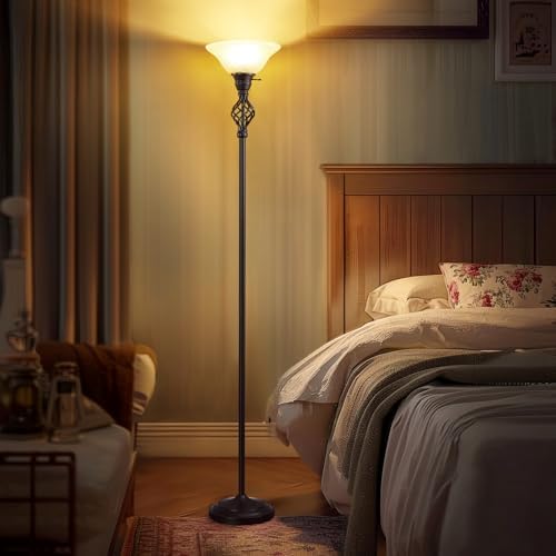 GyroVu Torchiere Floor Lamp for Living Room, LED Standing Reading Light