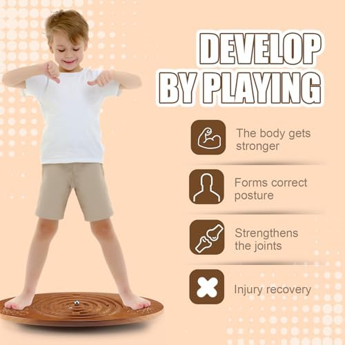Jellyarch Maze Balance Board with 2 Bead Wobble Wood Board for Leg Workout