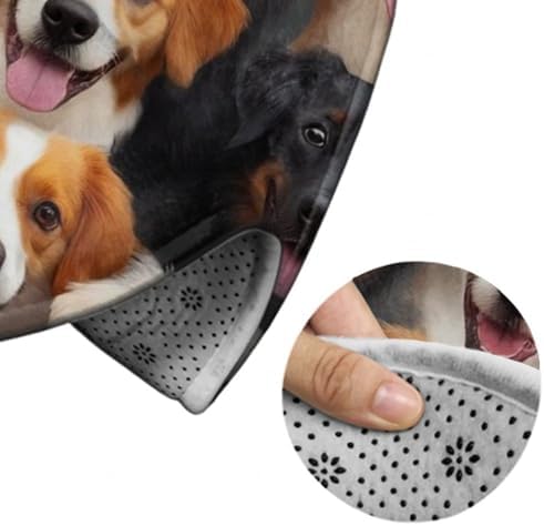 Fashion Round Area Rug Large Non Slip Carpet, Puppy Dog Unisex Home Decor Mat