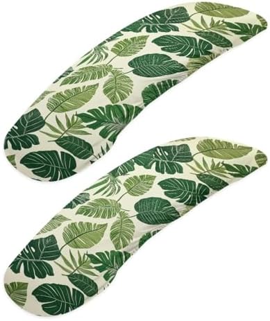 Monstera Leaves Print Chair Armrest Slipcovers, 2Pcs Office Chair Arm Pad Covers, Skin Friendly Stretchy Office Chair Armrest Covers