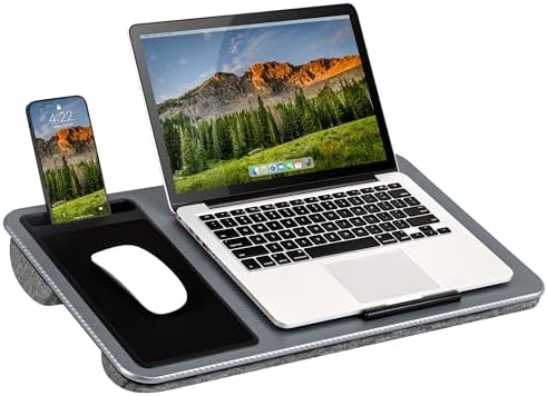 LAPGEAR Home Office Left-Hand Lap Desk – Silver Carbon, Fits 15.6” Laptops