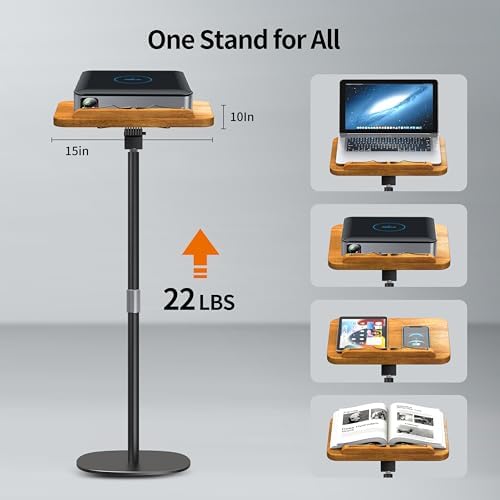 NAMON 2-in-1 Dual-use Floor & Desktop Book Stand, 100% Solid Wood, Height Adjustable from 16.5" to 51", Floor Reading Stand with Page Clip for Cookbooks, Sheet Music, Projector (with a T-Shaped)