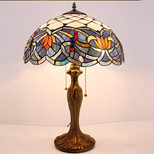 WERFACTORY Tiffany Table Lamp Stained Glass Bedside Lamp Desk Reading Light