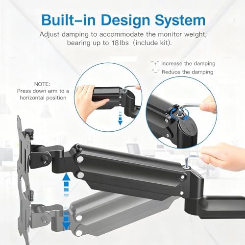 HUANUO Single Monitor Wall Mount for 13 to 32 Inch Computer Screen, Gaming Monitor Wall Mount Arm Holds up to 17.6lbs, Height Adjustable Full Motion Wall Monitor Mount-VESA Mount 75x75,100x100