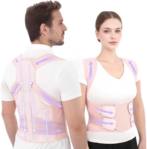 Posture Corrector for Women and Men Back Brace Straightener Pain Relief Back Support Lightweight Adjustable Hump Scoliosis Traction Correction Helps Reduce Upper Hunchback Slouching Kyphosis Pink XX-Large