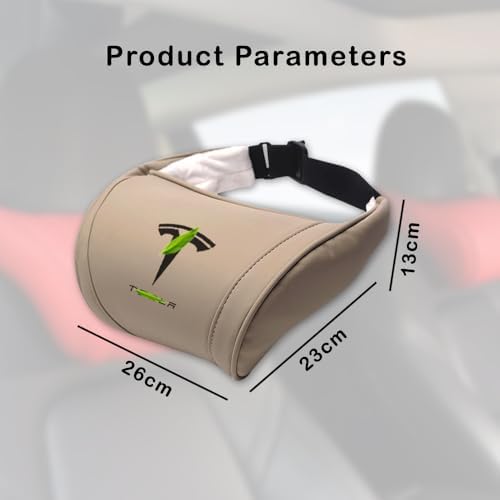 Car Headrest Neck Pillow Support Ergonomic, with Valve Stem Covers Accessory for Driving Seat Fatigue Relief Compatible with Model S X 3 Y & Cybertruck - 1 Piece