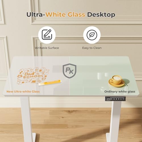 JOY worker Electric Glass Standing Desk, 35" Small Drafting Table on Wheels