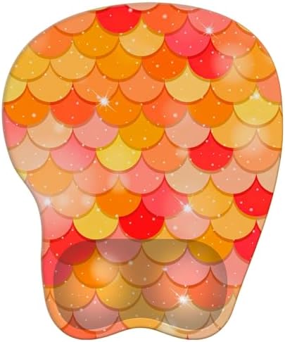 Mouse Pad with Wrist Rest Ergonomic Mouse Pad with Comfortable M-Shape Pain Relief Wrist Support Non-Slip PU Base Mousepad for Laptop, Office & Home (Orange Mermiad)
