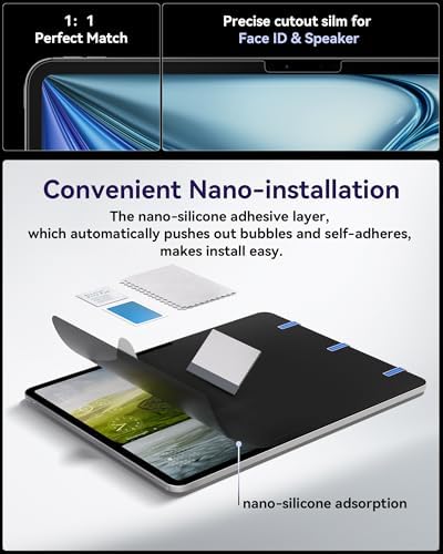 IPROKKO 360° Privacy Matte Screen Protector for iPad Pro 13 inch M4/M5 (2024/2025 7th/8th Generation),4 Way Anti Spy Glare Blue Light 13in Tablet Easy Install Screen Protector Filter [Compatible with Apple Pencil & Face ID, Case Friendly]