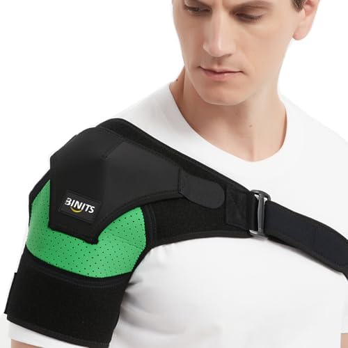 Shoulder Brace for Rotator Cuff, Tendonitis, Dislocation, Shoulder Pain Relief, Adjustable Shoulder Support Fit Sleeve Wrap for Men & Women （Green L-XL）